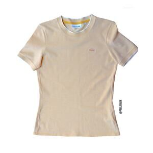 Lacoste Buttercup Yellow Short Sleeve Knit Shirt Polo Top Size 32 NWOT